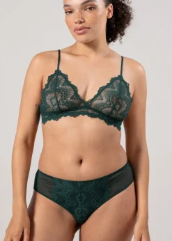 Culotte en coton biologique | vert "lace cheeky - pine"