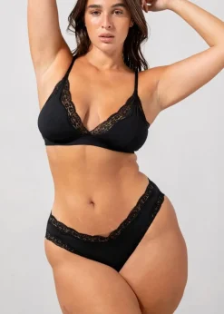 Culotte en matière recyclée | noir "micro lace cheeky - black"