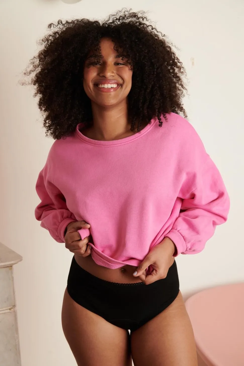 Culotte menstruelle taille haute flux abondant en coton bio | noir "pirate black"