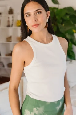 Débardeur côtelé en coton bio | blanc cassé