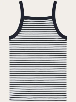 Débardeur en coton bio | rayé "rib strap top - navy"