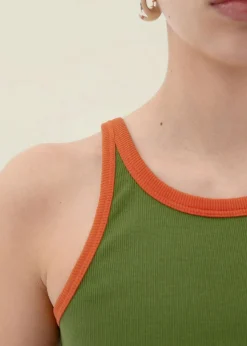 Débardeur en coton bio | vert "garden green pumpkin contrast harriet top"