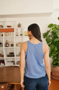 Débardeur en lin upcyclé | bleu azur