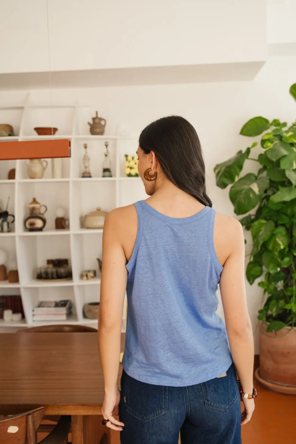 Débardeur en lin upcyclé | bleu azur
