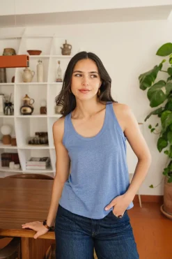 Débardeur en lin upcyclé | bleu azur