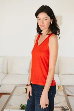 Débardeur en lin upcyclé | rouge