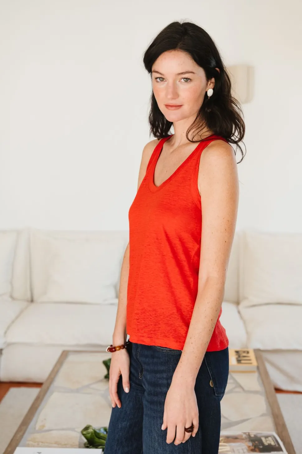 Débardeur en lin upcyclé | rouge