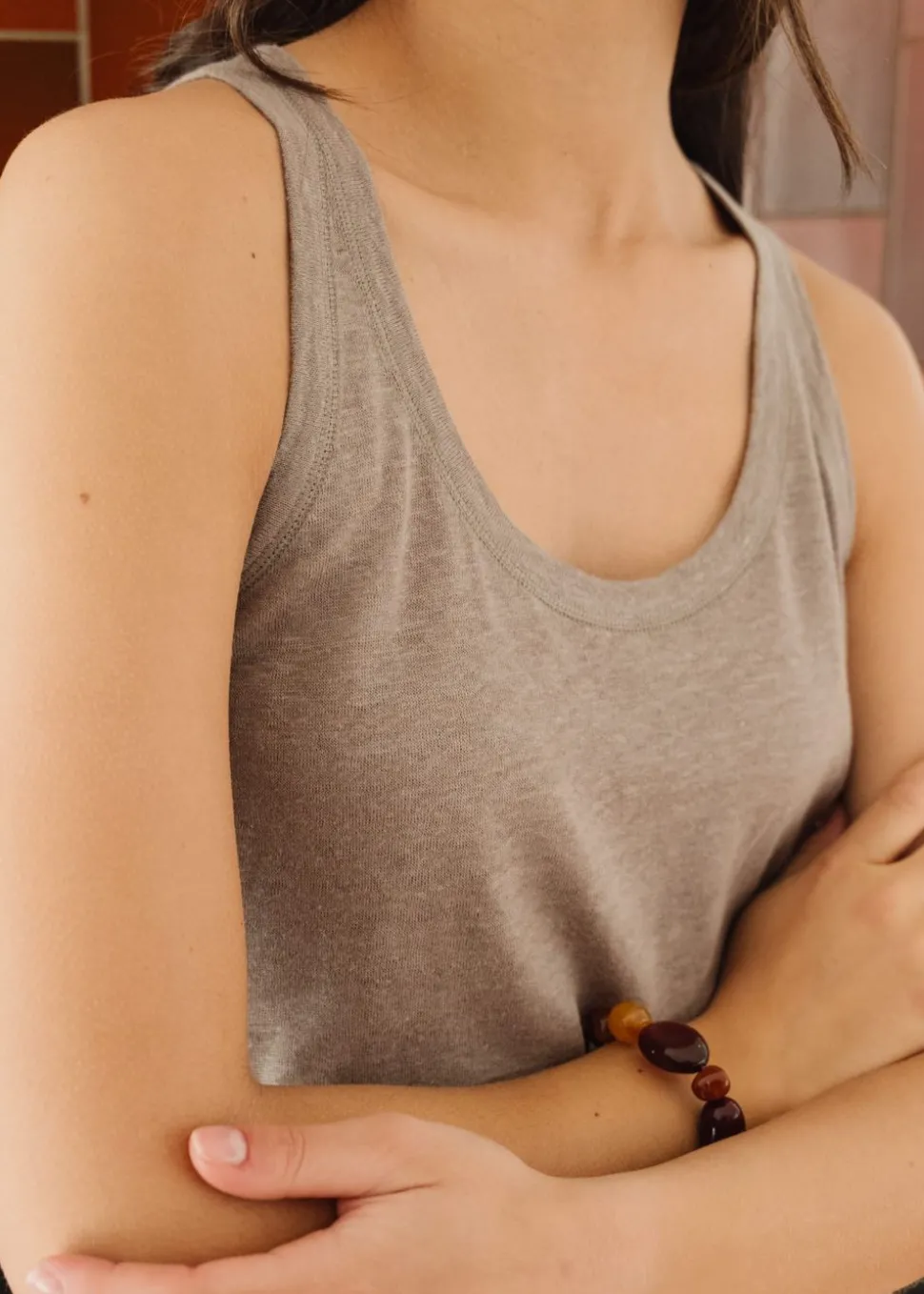 Débardeur en lin upcyclé | taupe