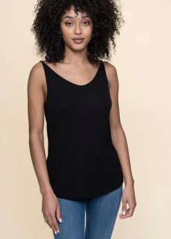 Débardeur noir en tencel - slip top triangle flow black