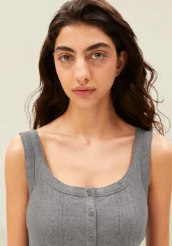 Débardeur pointelle en coton bio | gris 