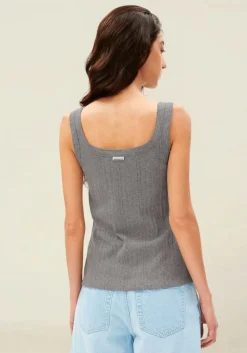 Débardeur pointelle en coton bio | gris 