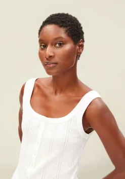 Débardeur pointelle en coton bio | blanc 