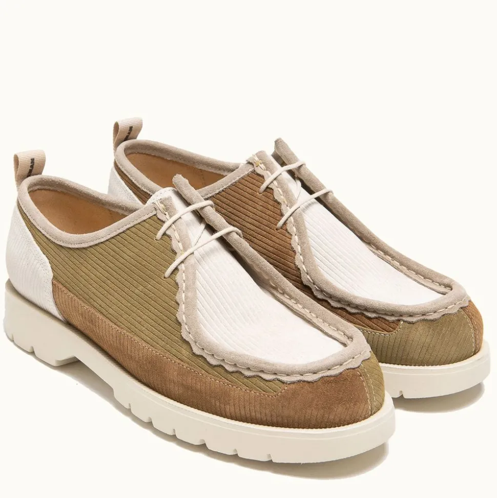 Derbies made in france en cuir certifié | "bastille cord marron, kaki, ecru"