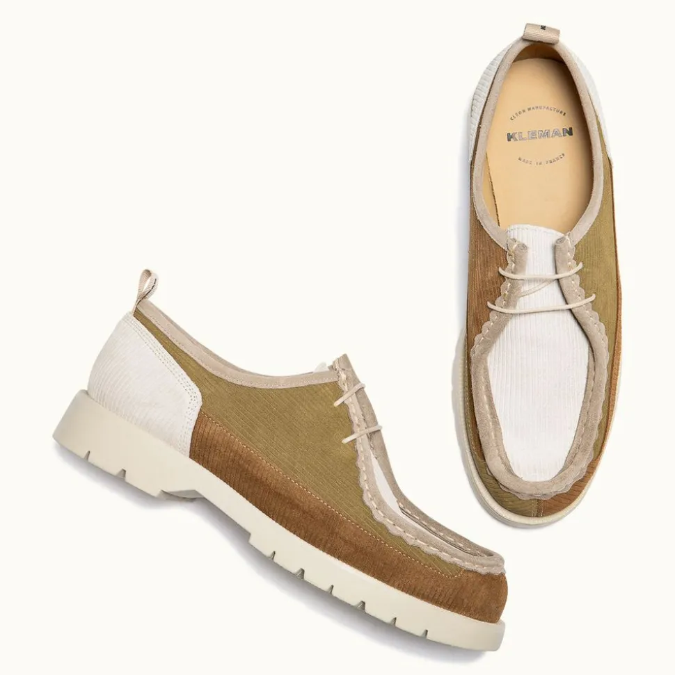 Derbies made in france en cuir certifié | "bastille cord marron, kaki, ecru"