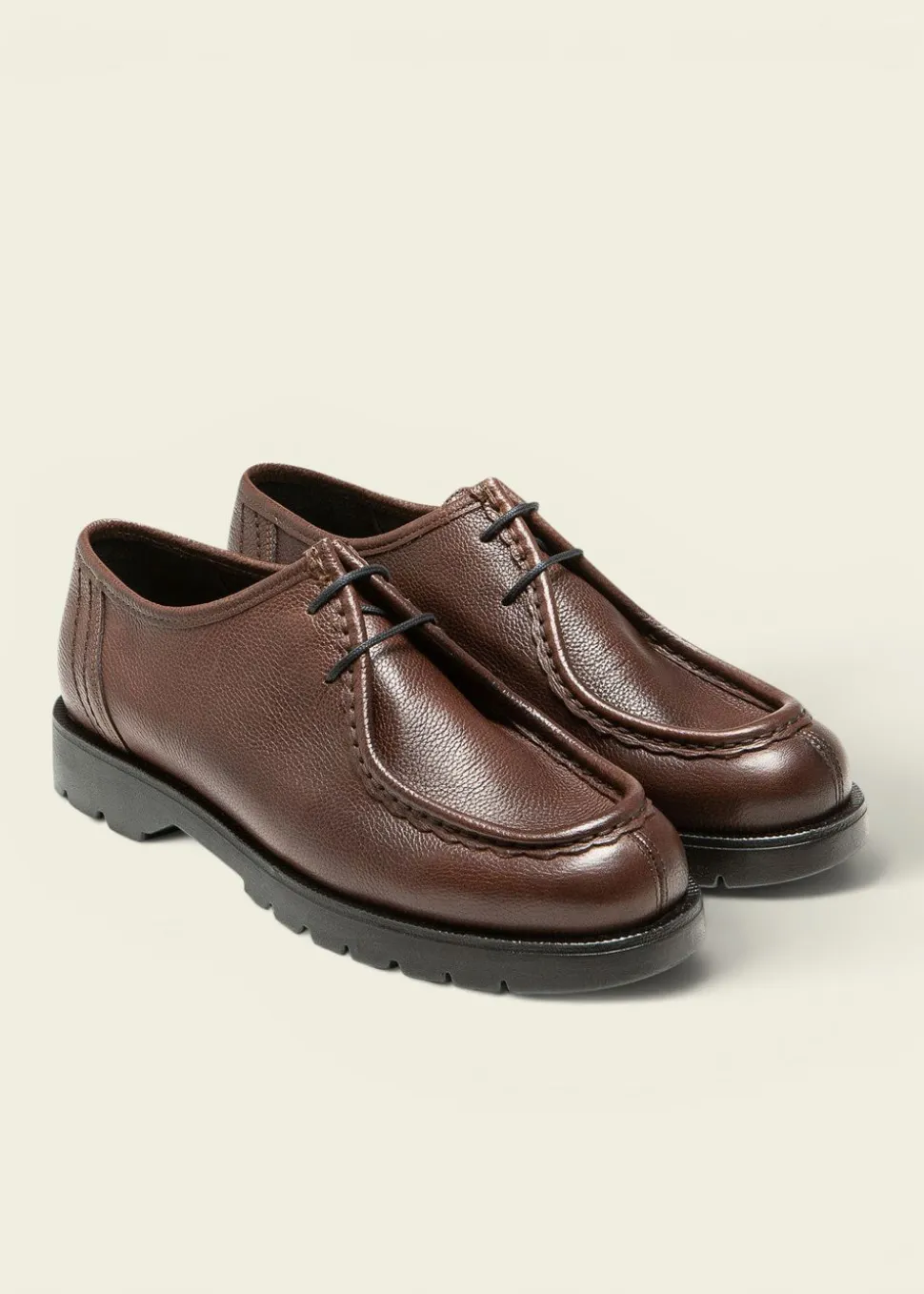 Derbies made in france en cuir grainé tannage végétal | "padror g vgt café"