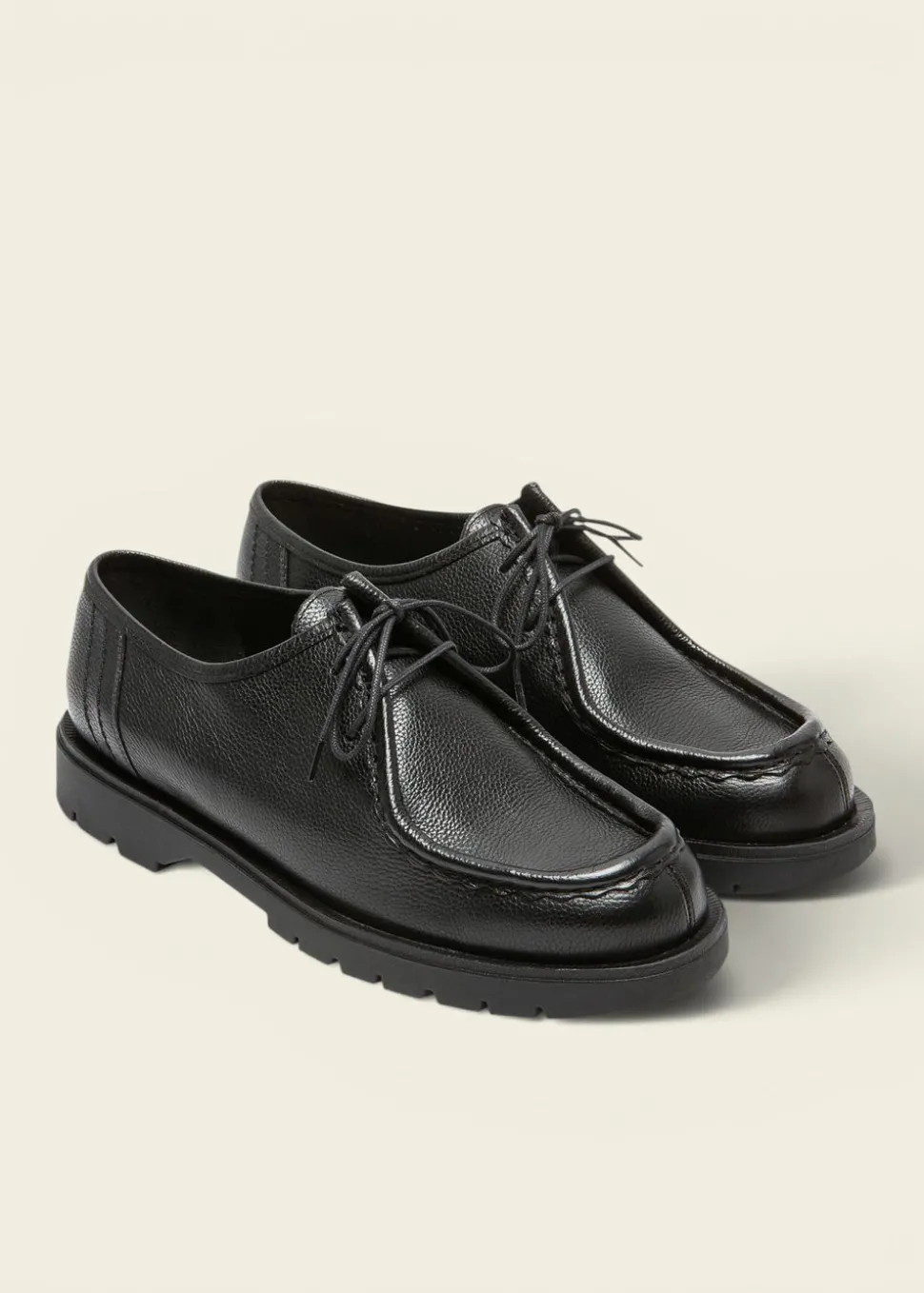 Derbies made in france en cuir grainé tannage végétal | noir "padror g vgt noir"