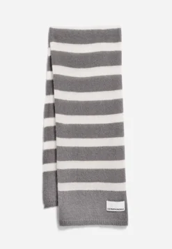 Echarpe en laine biologique et recyclée | gris "yukinaa stripes - iron cast-oatmilk"