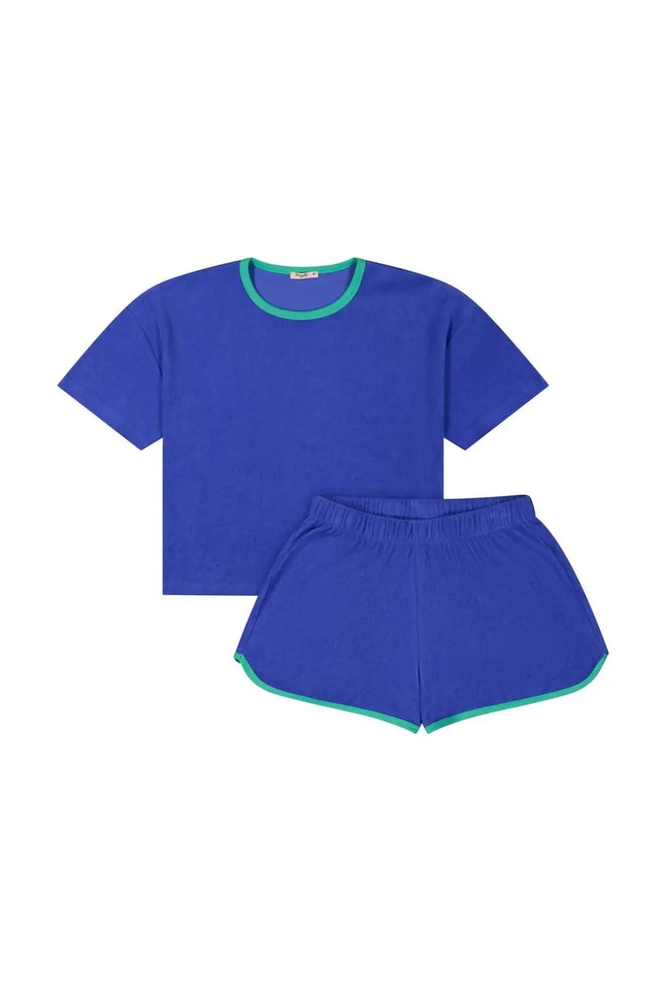 Ensemble éponge en coton bio | bleu klein et menthe