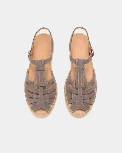 Espadrilles compensées en cuir certifié et jute |gris "bemol tos gris"