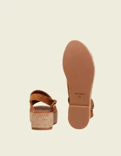 Espadrilles plateforme en cuir certifié | marron 