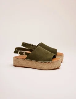 Espadrilles plateforme en cuir certifié | vert 
