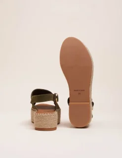 Espadrilles plateforme en cuir certifié | vert 