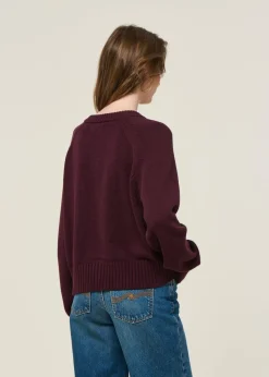 Gilet en coton bio | aubergine 