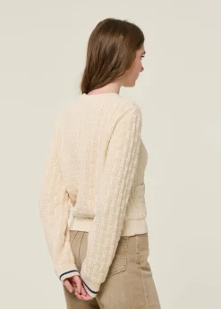 Gilet en coton bio | ecru "juliaanas structure - oatmilk"