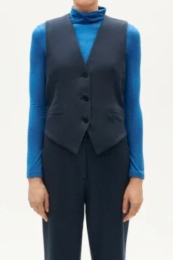 Gilet en coton bio et matière recyclée | marine "blueberry edith vest grey"