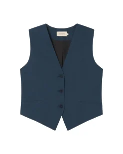 Gilet en coton bio et matière recyclée | marine 