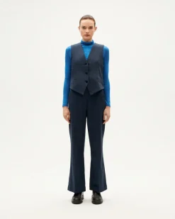 Gilet en coton bio et matière recyclée | marine 