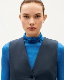 Gilet en coton bio et matière recyclée | marine 