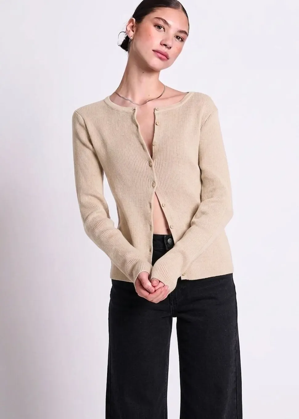 Gilet en coton bio | "glimt - beige"