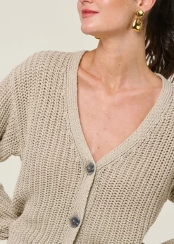 Gilet maille en coton bio | beige "lena ivory"