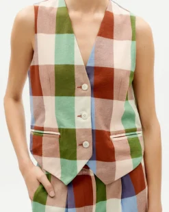 Gilet sans manches en coton bio | multicolore "colorful edith vest"