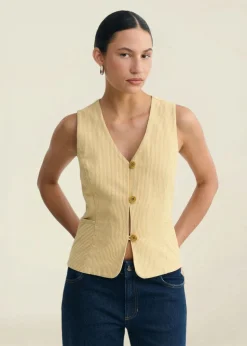 Gilet sans manches | rayé jaune 