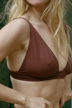 Haut de maillot de bain foulard en matières recyclées | marron "josie brown"