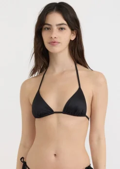 Haut de maillot en matières recyclées | noir brillant "solar swim triangle bikini top - shimmer night"