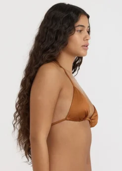 Haut de maillot en matières recyclées | cuivre "solar swim triangle bikini top - shimmer coast"