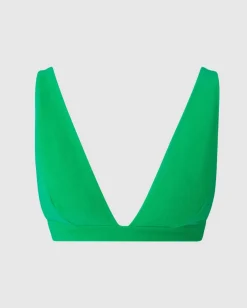 Haut de maillot triangle en matières recyclées | plunge bikini top - kelly green