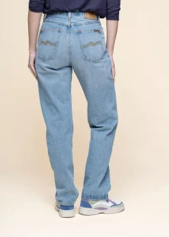 Jean droit en coton bio | bleu "lofty lo blue fever"