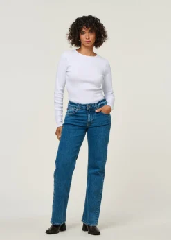 Jean droit en coton bio et recyclé | bleu 