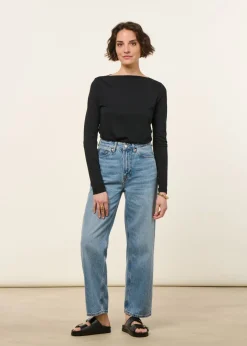 Jean droit en coton bio et tencel | bleu clair "liora cropped cindy light used"