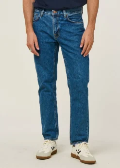 Jean droit en coton biologique | bleu "gritty jackson morning mist - mid blue wash"