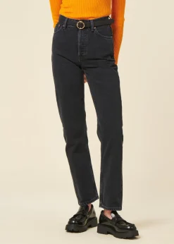 Jean droit en coton bio | noir "lofty lo black vintage"
