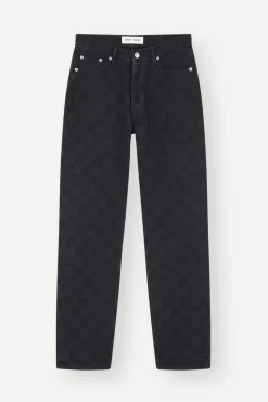 Jean droit jacquard noir en coton bio - susan jeans black od check