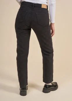 Jean droit jacquard noir en coton bio - susan jeans black od check
