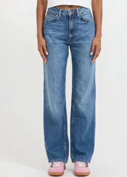 Jean droit large en coton bio | bleu 