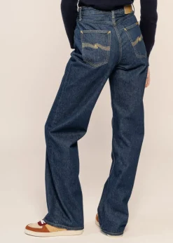 Jean droit large en coton bio | bleu brut 