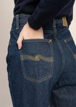 Jean droit large en coton bio | bleu brut 